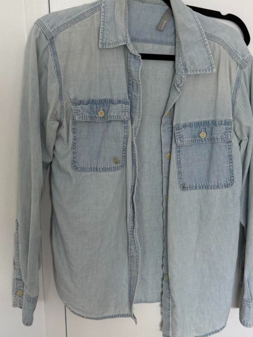 Vince Light Blue Denim Button-Up Shirt